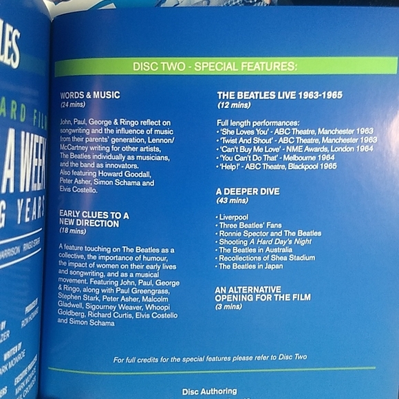 Eight Days A Week: The Touring Years Blu Ray Box set 2 Disc Special Edition - Picture 6 of 17